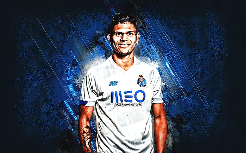 Evanilson, FC Porto, brazilian soccer player, portrait, blue stone background, soccer, Francisco Evanilson de Lima Barbosa, HD wallpaper