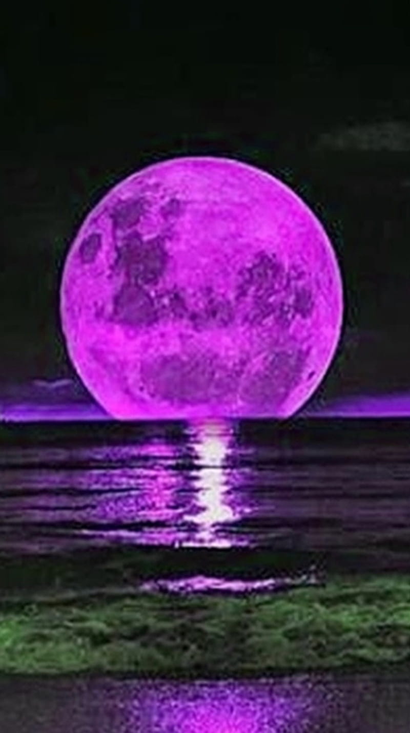 Purple Moon, abstract, nature, HD phone wallpaper