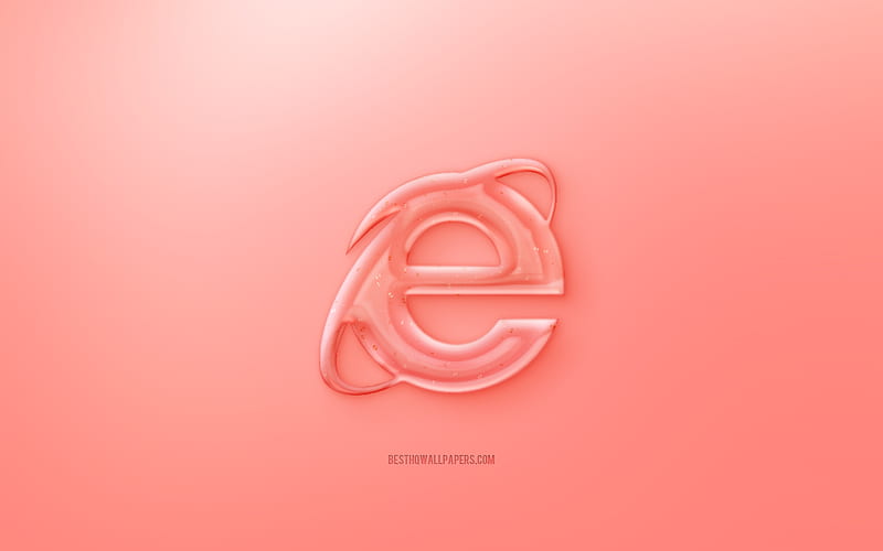 IE 3D logo, Red background, Red IE jelly logo, IE emblem, Internet Explorer, creative 3D art, IE, HD wallpaper