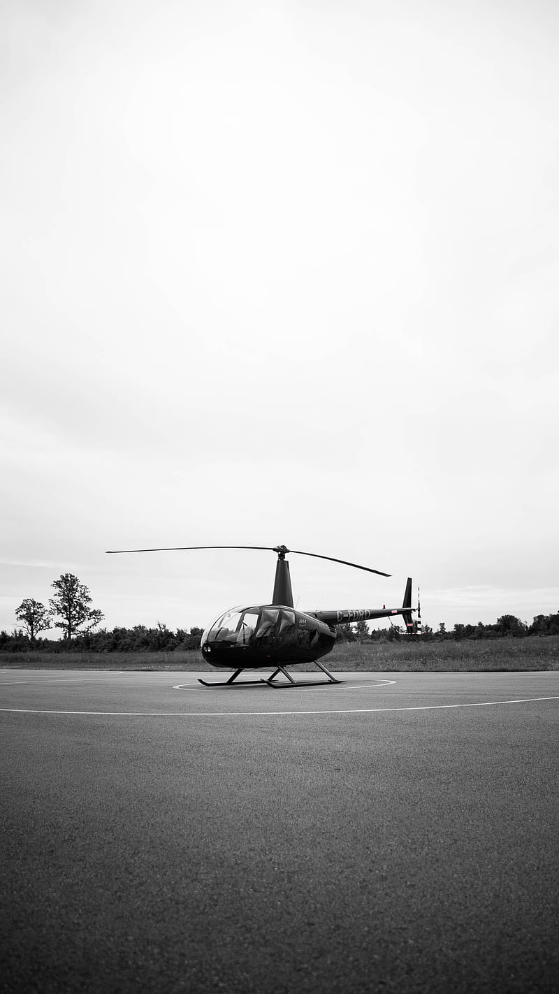 helicopter, playground, bw, air transport, blades, HD phone wallpaper