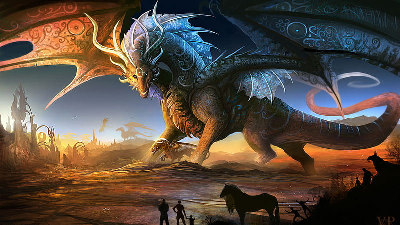 The Desert Lord, fantasy, desert, dragon, abstract, other, HD wallpaper