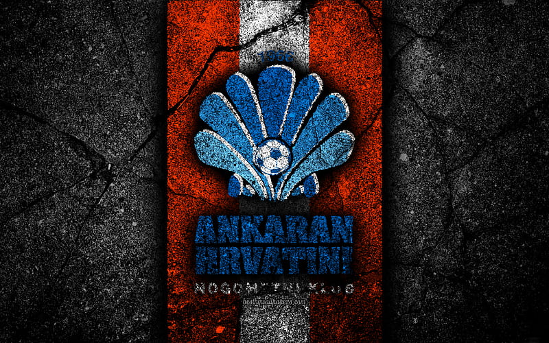 Ankaran FC logo, PrvaLiga, football, soccer, black stone, Slovenia, NK Ankaran, asphalt texture, Slovenian football club, FC Ankaran, HD wallpaper