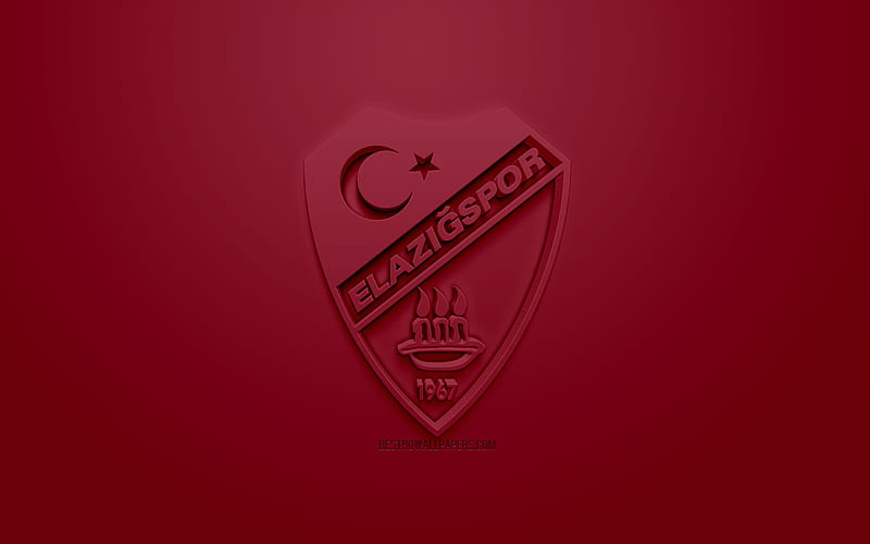 Elazigspor, creative 3D logo, burgundy background, 3d emblem, Turkish Football club, 1 Lig, Elazig, Turkey, TFF First League, 3d art, football, 3d logo, HD wallpaper