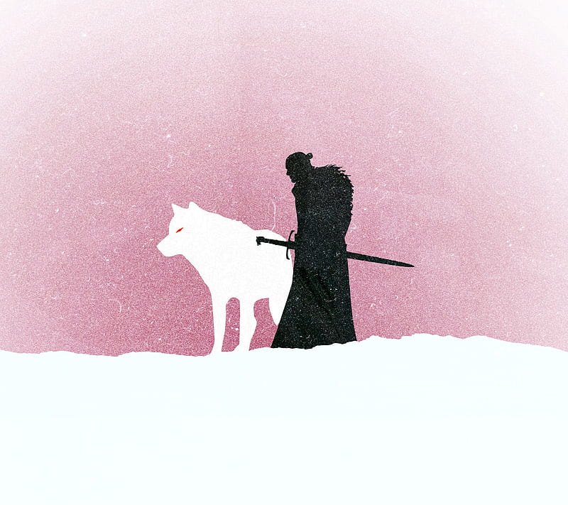 jon Snow, game of thrones, got, pink, stark, tv show, white, wolf, HD wallpaper