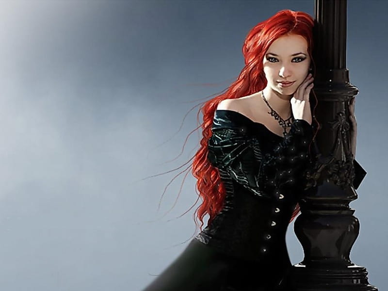 Gothic Redhead Pretty Rehead Gothic Black Dress Hd Wallpaper Peakpx 