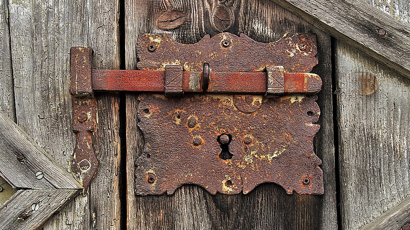 Lock the Barn Door, lock, door, barn, rusty, wood, vintage, HD wallpaper