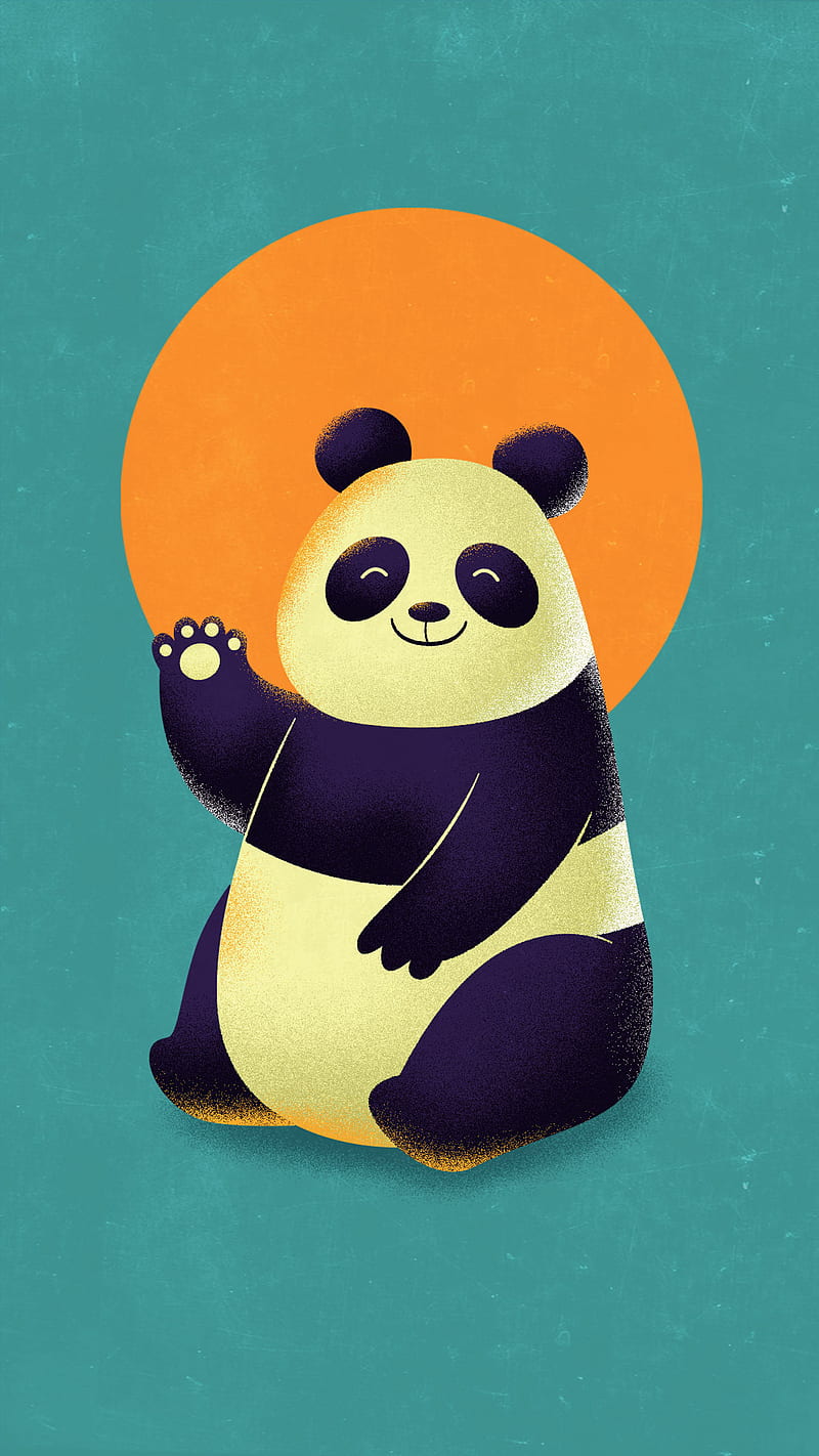 Hello panda, animal, art, cute, desenho, funny, graphic, green,  illustration, HD phone wallpaper | Peakpx