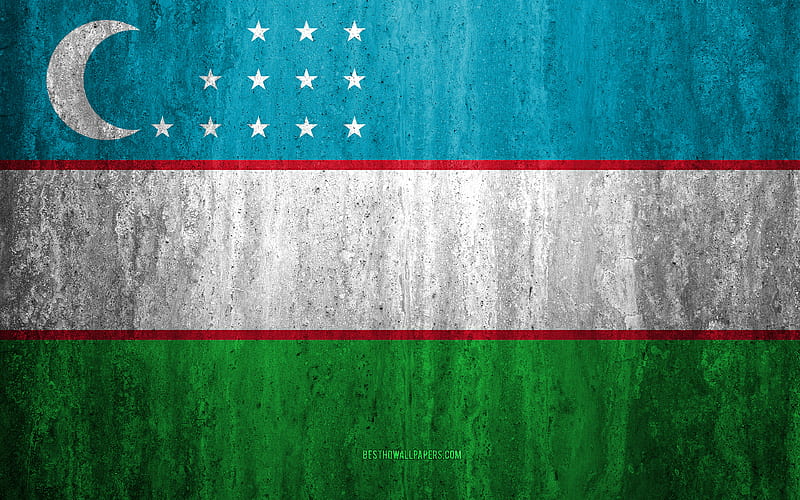 Flag of Uzbekistan stone background, grunge flag, Asia, Uzbekistan flag, grunge art, national symbols, Uzbekistan, stone texture, HD wallpaper