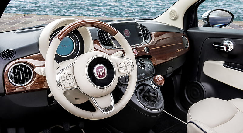 2017 Fiat 500 Riva (Color: Sera Blue) - Interior, Steering Wheel , car, HD wallpaper