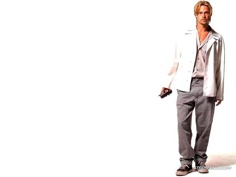 Brad Pitt, cute, male, very hansome, casual dress, blonde hair, blue eyes, actor, HD wallpaper