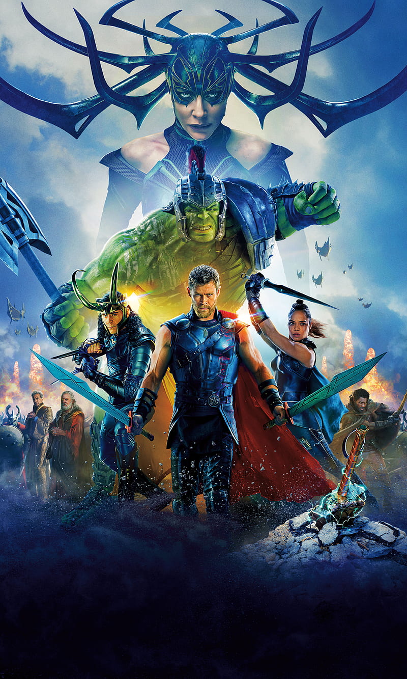 Thor Ragnarok, cate blanchett, chris hemswort, hulk, loki, movie, movie poster, poster, tom hiddleston, HD phone wallpaper