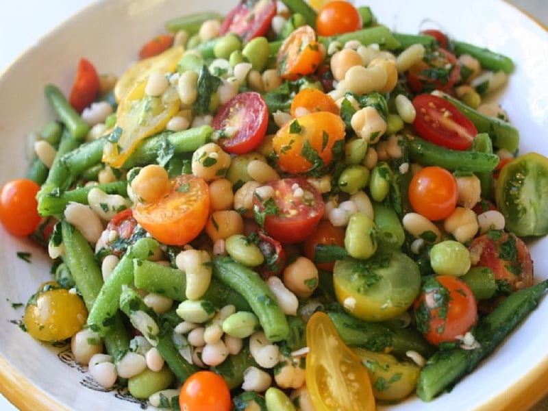 Bean Salad, Salad, Vegetable, Bean, Food, HD wallpaper
