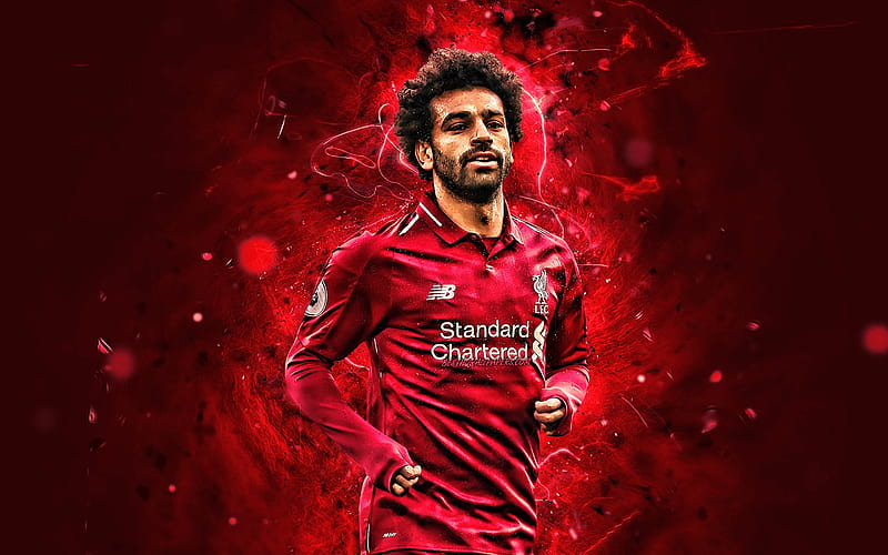 Mohamed Salah, LFC, close-up, egyptian footballers, Liverpool FC, England, fan art, Salah, Premier League, creative, Mo Salah, soccer, neon lights, Salah Liverpool, HD wallpaper