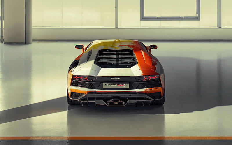 2019, Lamborghini Aventador S, Skyler Grey, rear view, car, tuning Aventador S, luxury cars, Italian cars, Lamborghini, HD wallpaper