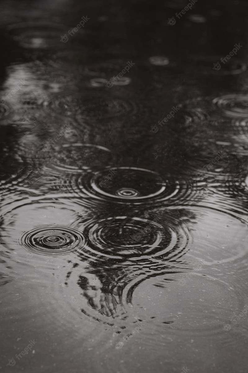 Premium . Raindrops and circles on the surface of the water in a puddle with graduated black shadow, HD phone wallpaper