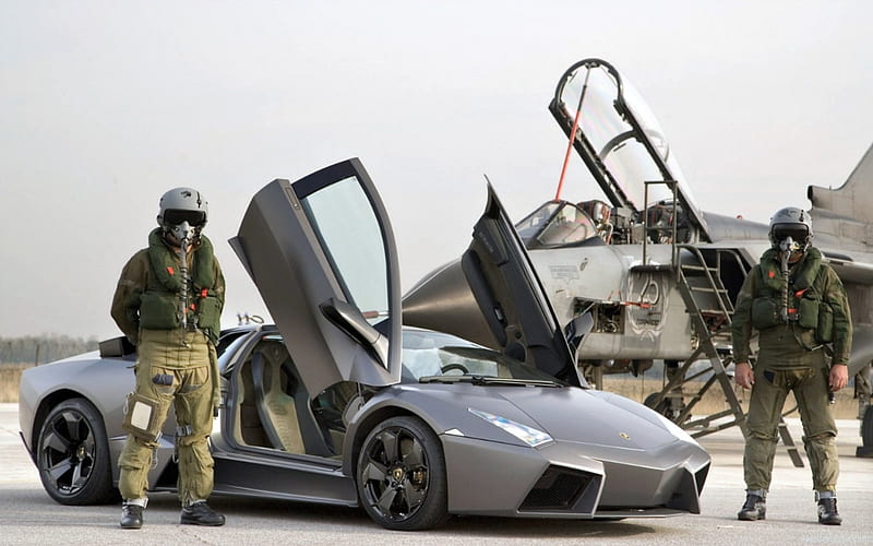 Lamborghini and the Italian Airforce, carros, lamborghini, jet, fighter, HD wallpaper