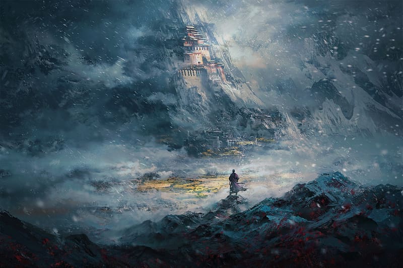 Anime, Snow, Mountain, Tibetan Sea Flower, HD wallpaper
