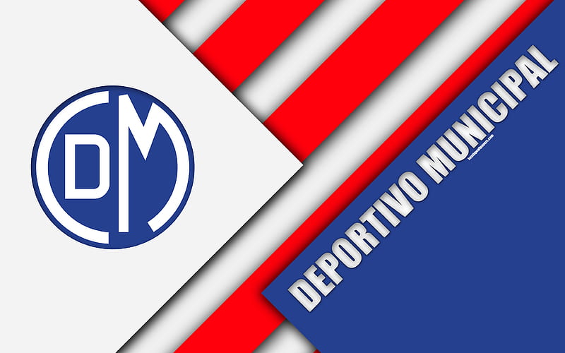 Club Deportivo Municipal logo, blue red abstraction, Peruvian football club, material design, Peruvian Primera Division, Lima, Peru, football, HD wallpaper