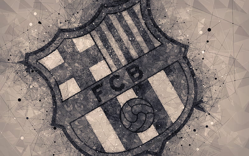 Barcelona FC, Catalonia, Spain, creative geometric logo, emblem, art, Spanish football club, La Liga, geometric art, football, HD wallpaper