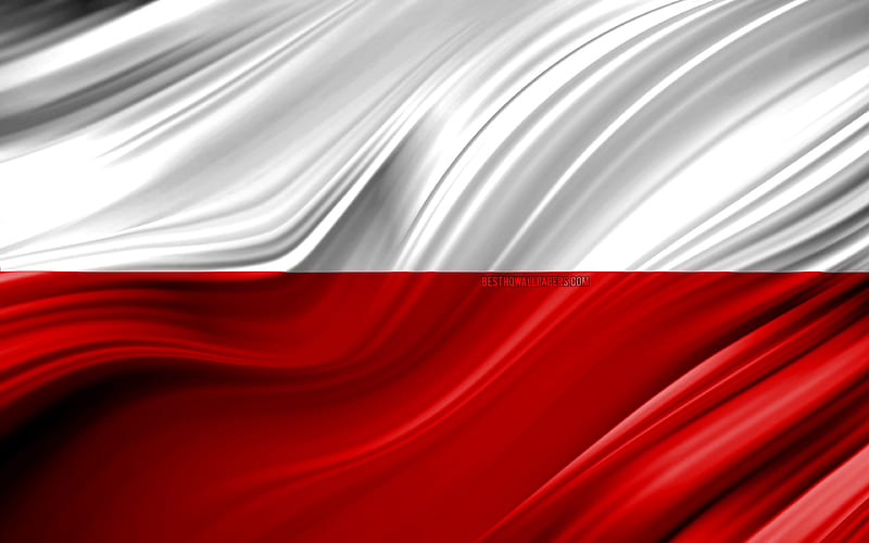 Polish flag, European countries, 3D waves, Flag of Poland, national symbols, Poland 3D flag, art, Europe, Poland, HD wallpaper