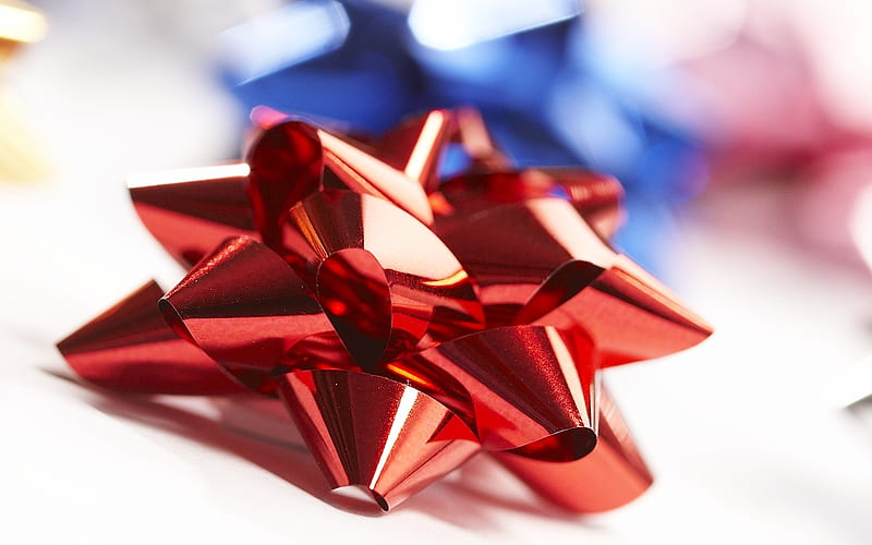 - Red Christmas Bow Christmas Ribbons, HD wallpaper