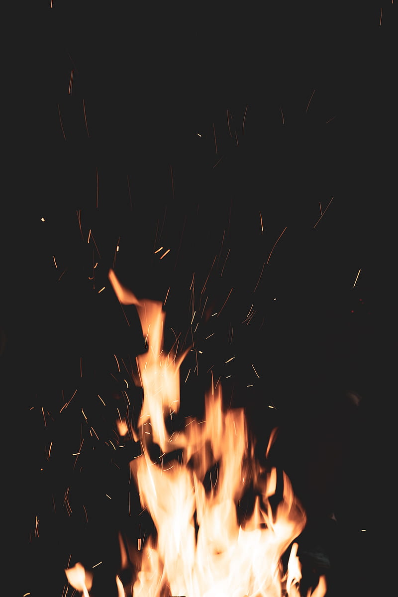 bonfire, fire, sparks, flame, HD phone wallpaper