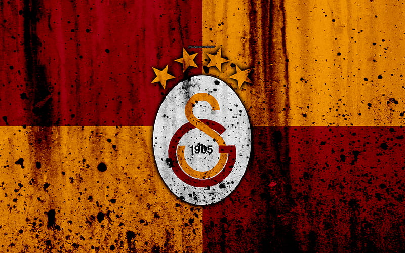 FC Galatasaray Super Lig, logo, Turkey, soccer, football club, grunge, Galatasaray, art, stone texture, Galatasaray FC, HD wallpaper