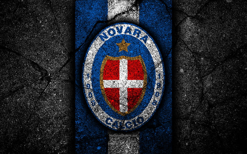 Novara FC, logo, Serie B, football, black stone, Italian football club, soccer, emblem, Novara, asphalt texture, Italy, FC Novara, HD wallpaper