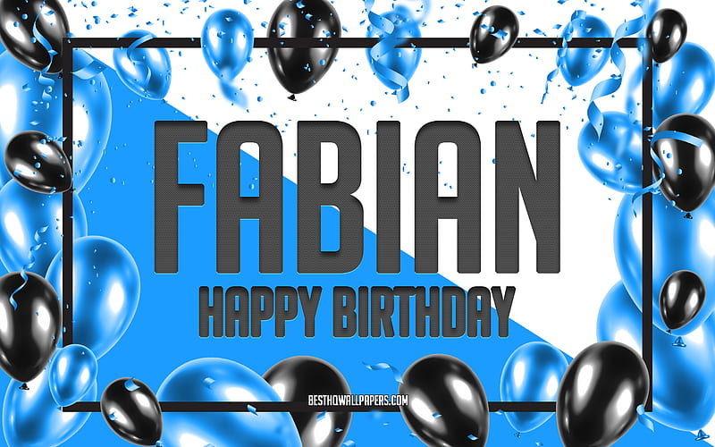 Happy Birtay Fabian, Birtay Balloons Background, Fabian, with names, Fabian Happy Birtay, Blue Balloons Birtay Background, greeting card, Fabian Birtay, HD wallpaper