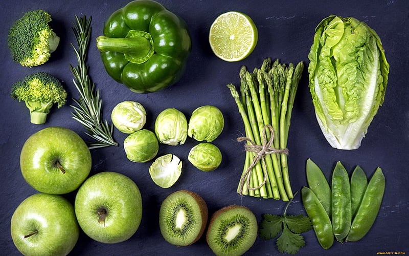 Fruits and Vegetables, green, vegetables, navy, fruits, HD wallpaper