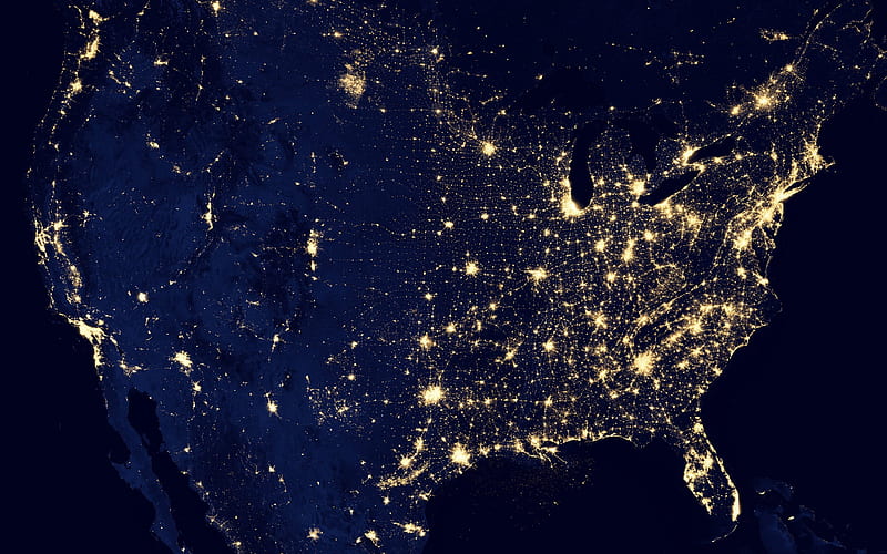 space, North America, night, America from space, USA, HD wallpaper