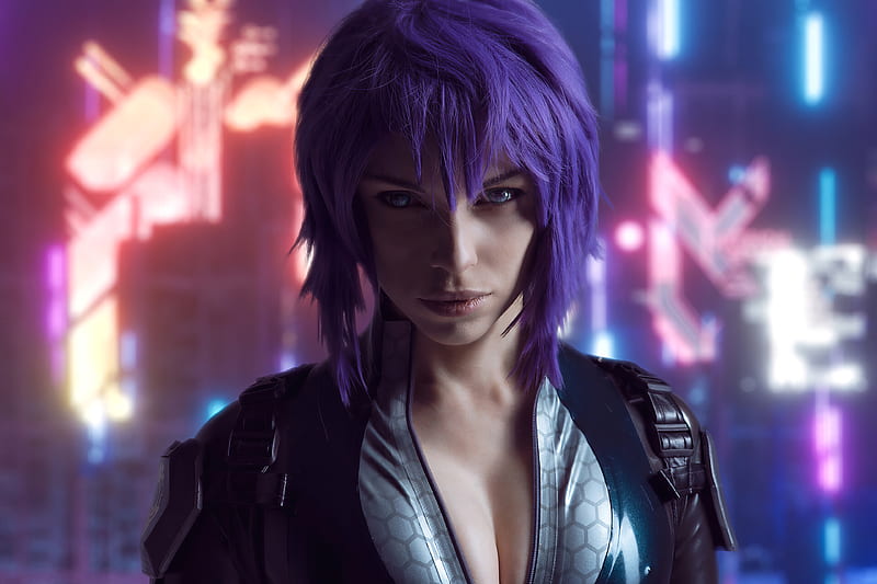 Purple Hair Cyberpunk 2020, artist, artwork, cyberpunk, artstation, HD wallpaper