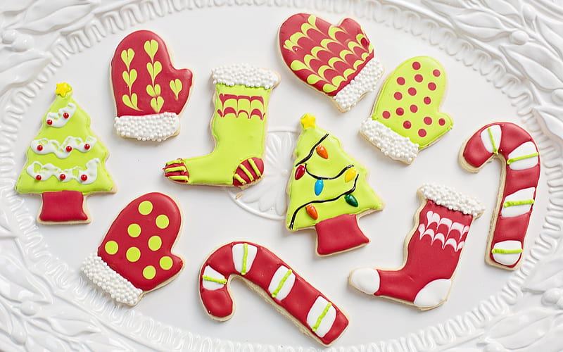 Christmas cookies, Happy New Year, cookies, holiday baked goods, Merry Christmas, HD wallpaper