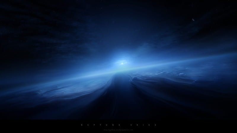 neptune skies, blue light, galaxy, planet, Space, HD wallpaper