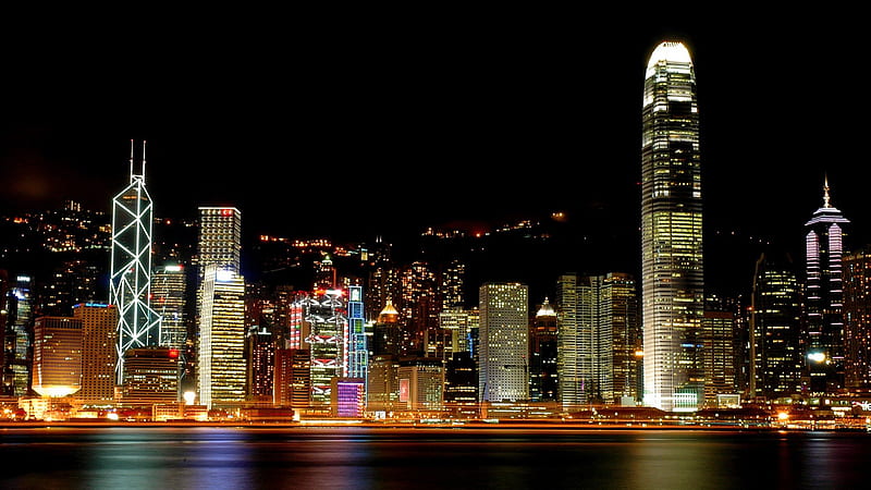 City At Night, big city life, city life, nighttime, urban lights, city, big city, big city night, night, HD wallpaper