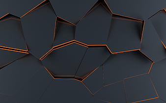 Hexagons art, gray background, cretive, grid, HD wallpaper | Peakpx