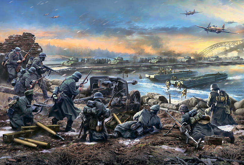 Wars, Battle, Artillery , Soldier , T-34, HD wallpaper