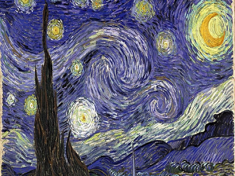 Vincent\'s starry night, painting, starry, van gogh, night, HD wallpaper