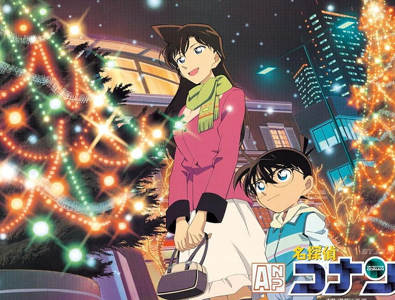 Conan and Ran, Christmas, Conan Edogawa, Ran Mouri, Detective Conan, HD wallpaper