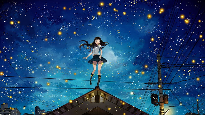 Beauty Night Sky and Follow Beauty, Stars, Colours, New, Sky, HighSchool,  Anime, HD wallpaper | Peakpx