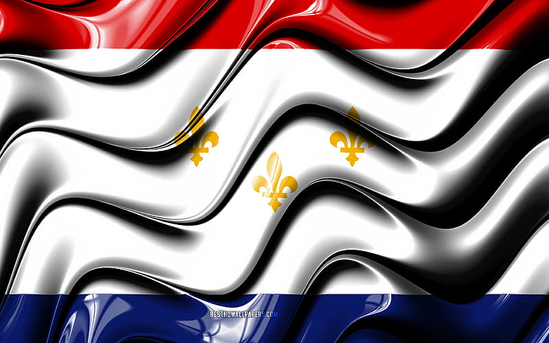New Orleans flag United States cities, Louisiana, 3D art, Flag of New Orleans, USA, City of New Orleans, american cities, New Orleans 3D flag, US cities, New Orleans, HD wallpaper