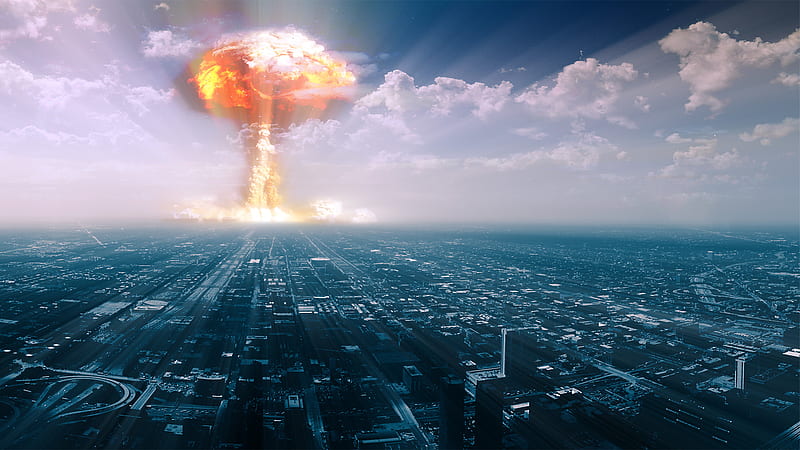 Nuclear Explosion, nuke, nuclear, city, boom, explosion, bomb, HD wallpaper