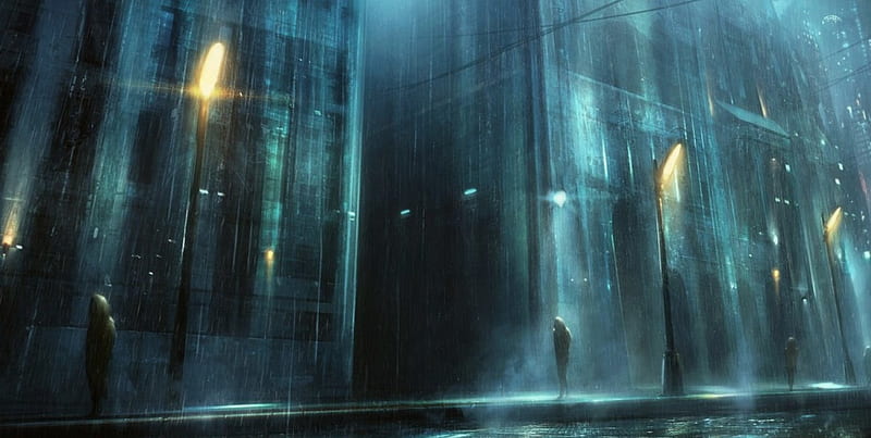 'Rainy night in the city'....., city, rain, night, dark, HD wallpaper