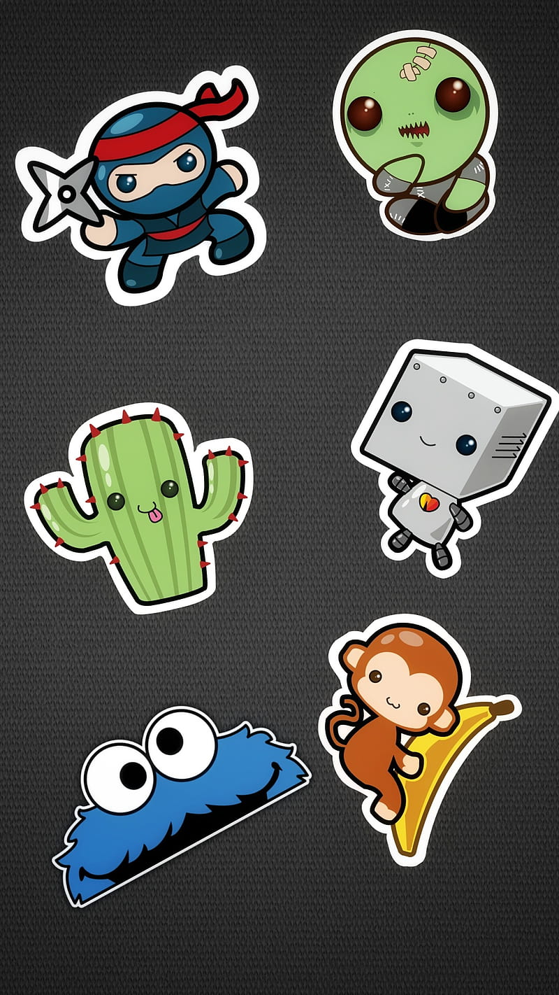 Cartoon Stickers, android, cartoon, htc, ios, iphone, lenovo, samsung, stickers, xiaomi, HD phone wallpaper