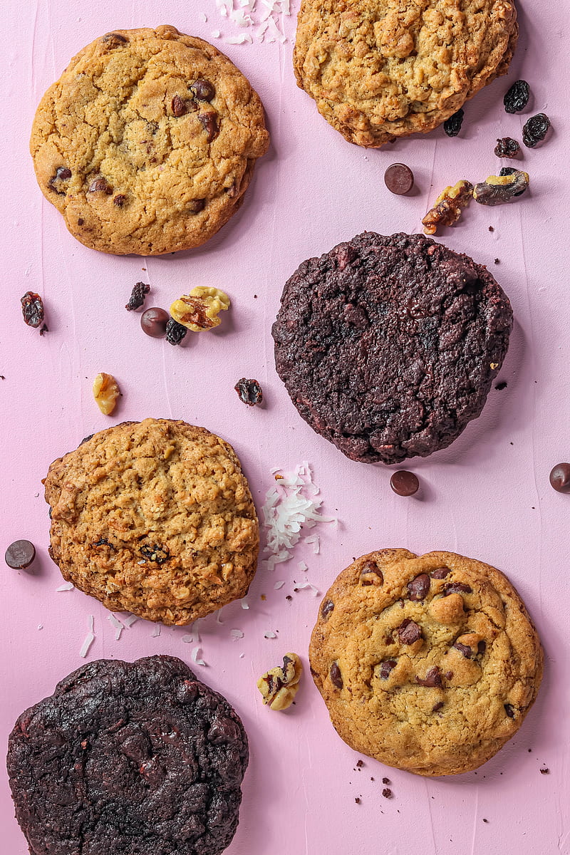 cookies, chocolate, raisins, dessert, HD phone wallpaper