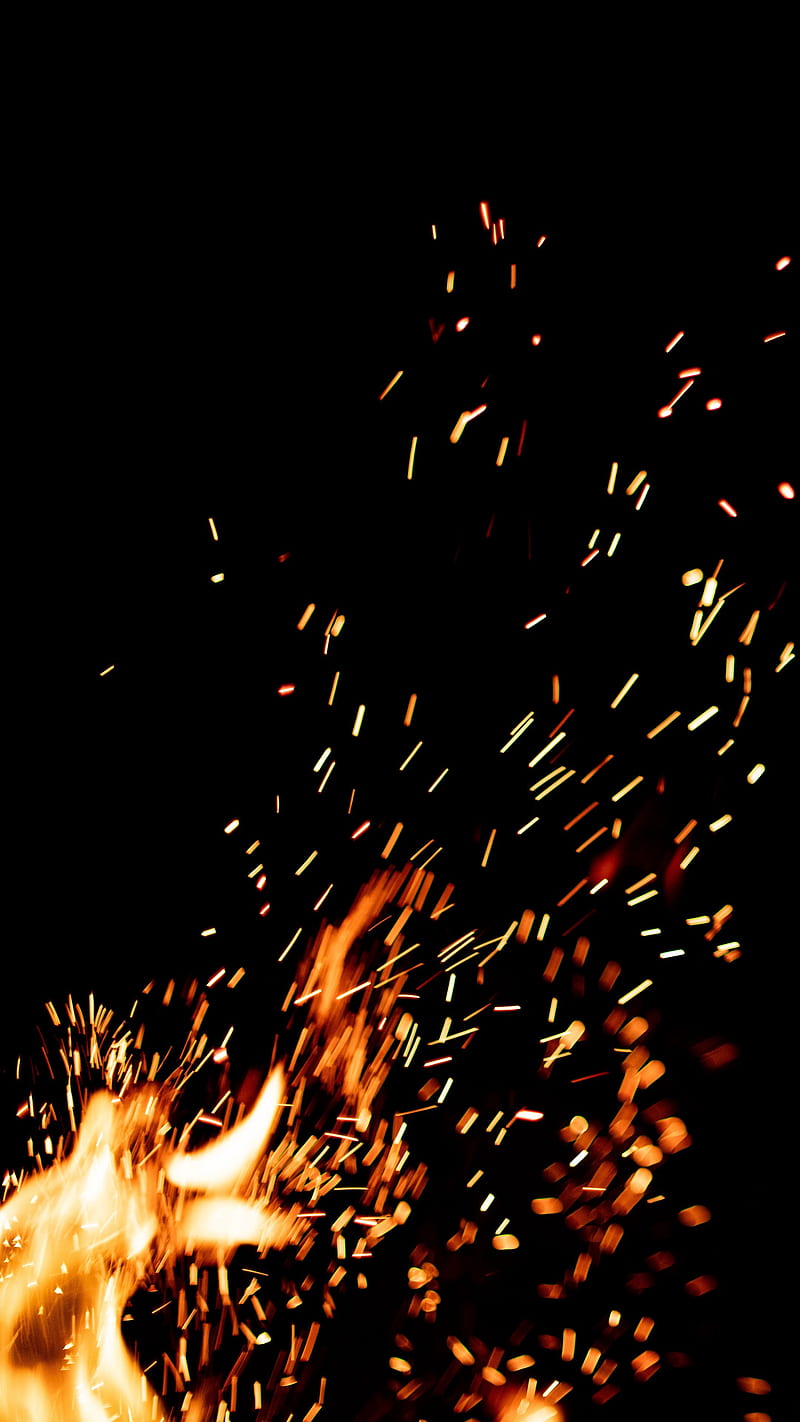 Fiery , sparks, dark, abstraction, HD phone wallpaper