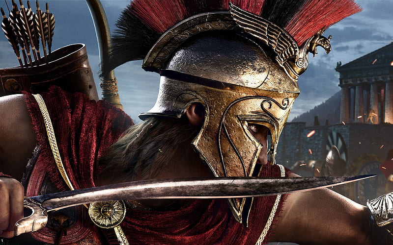 Assassins Creed Odyssey, E3, 2018 promo, warrior, ancient Greek king, Greece, HD wallpaper