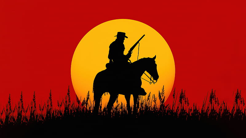 Silhouette Cowboy Red Dead Redemption 2 , red-dead-redemption-2, games, 2021-games, silhouette, artist, artwork, digital-art, HD wallpaper