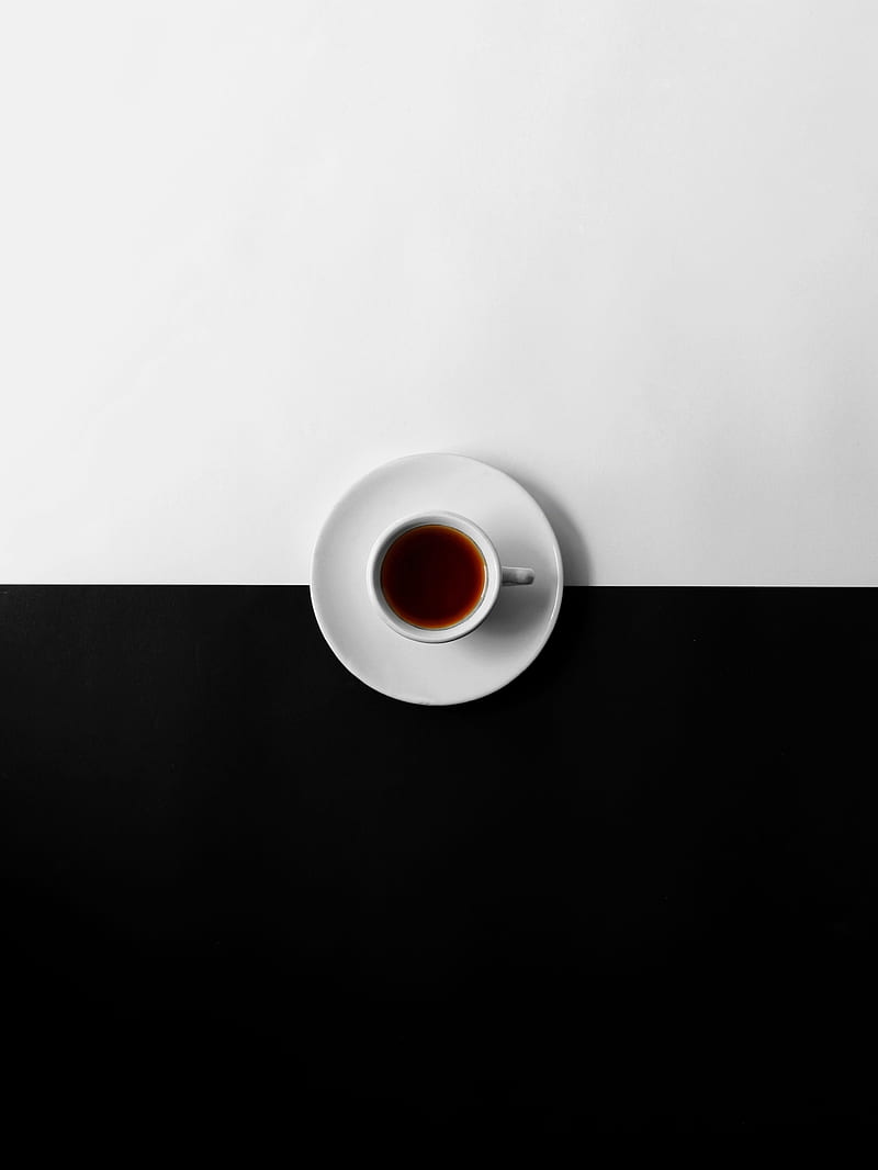 cup, black, white, minimalism, HD phone wallpaper