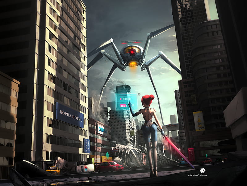 Gaint Ant Monster Warrior Girl, artist, artwork, digital-art, artstation, HD wallpaper